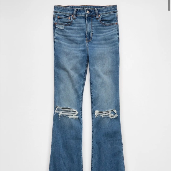 AE Next Level Super High-Waisted Ripped Flare Jean - Picture 2 of 6